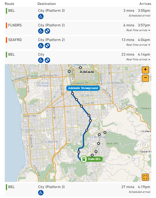 Real-time arrival map
